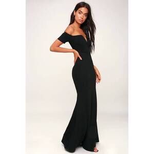Lulus Lynne Black Off-the-shoulder Maxi Dress - Size S